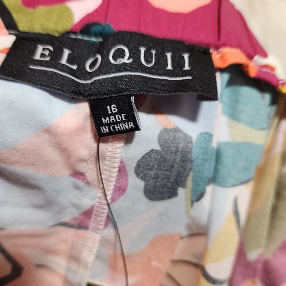 Eloquii NWT bright big floral spring print pleated cotton skirt woman's size 16 - Picture 2 of 9